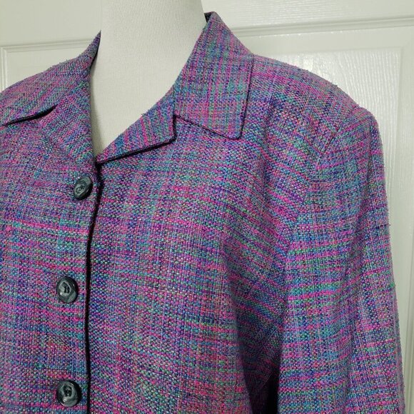 Vintage Vinci Clothiers Silk Set Womens Size 14 Jacket Midi Skirt Purple Career - Picture 3 of 16